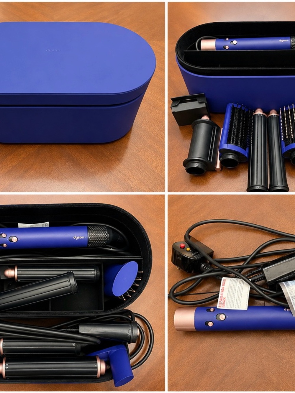 Dyson multi-styler in deep blue with rose gold accents
